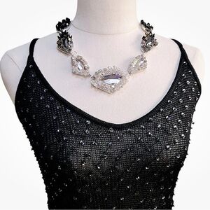 AUTHENTIC Swarovski Black and Silver Crystal Necklace collar.